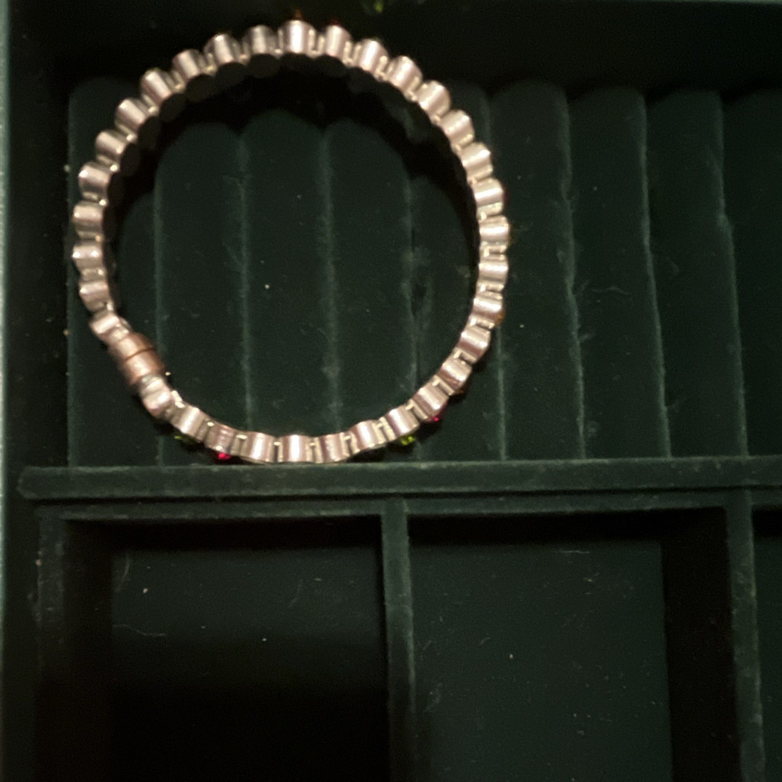 Silver Tone Bangle Bracelet Multicolor Round Crystal Bezel Set
