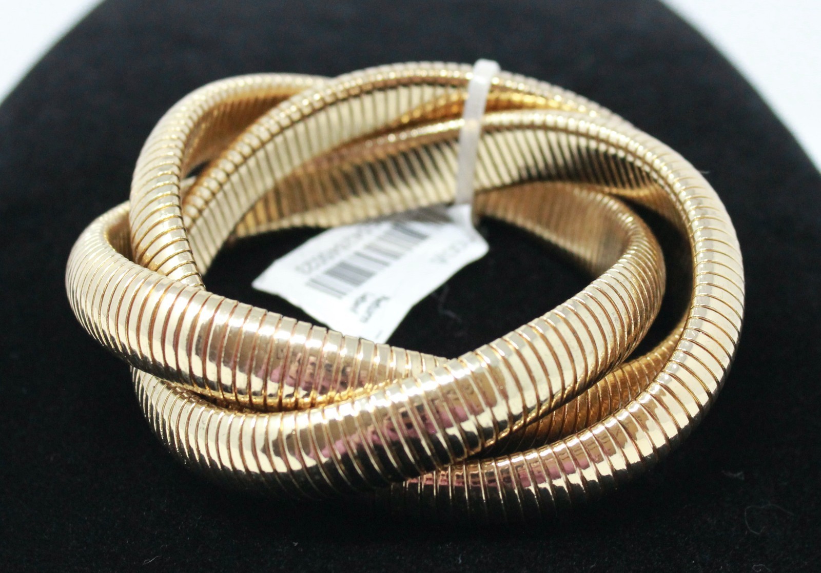 New Gold Triple Wide Large Tubogas Cobra Snake Omega Stretch Bangle Bracelet