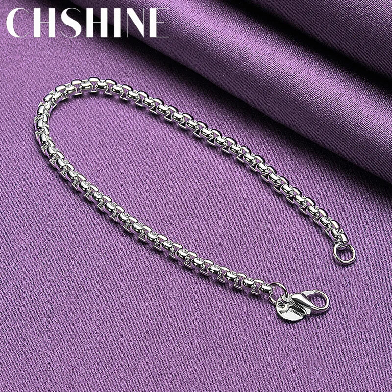 CHSHINE 925 Sterling Silver Exquisite 4mm Chain Bracelet Fashion Charm Jewelry