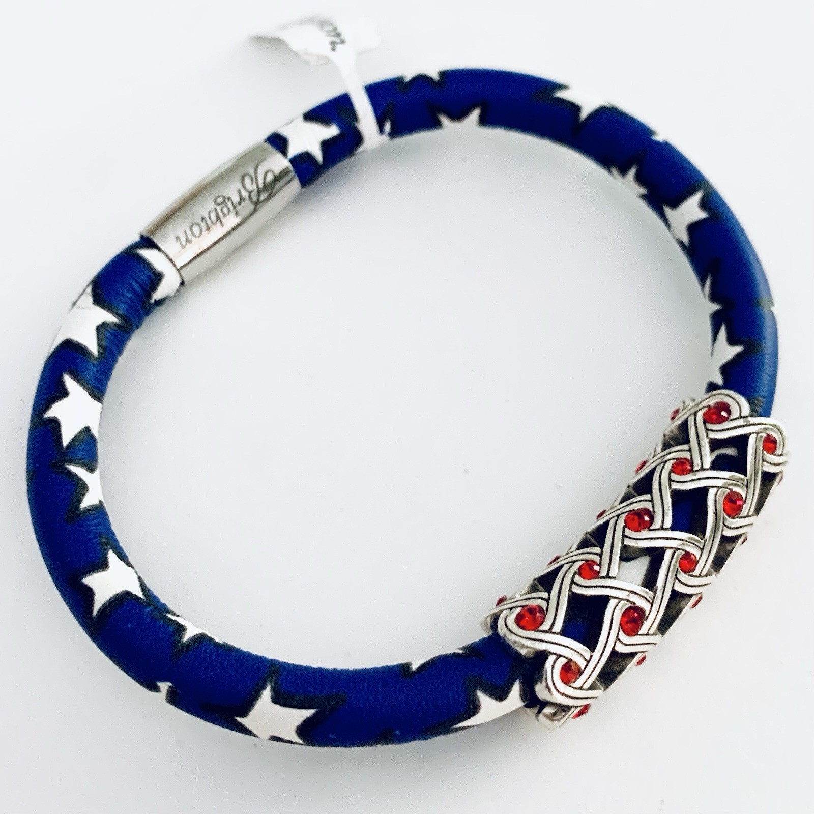 BRIGHTON BLUE W/ STARS WOODSTOCK Charm Bracelet INTERLACE RED LONG Bead NWT