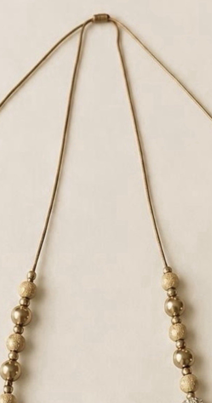 Vintage Gold Tone Beaded Adjustable Necklace w/ Rhinestone Accent Beads Boho