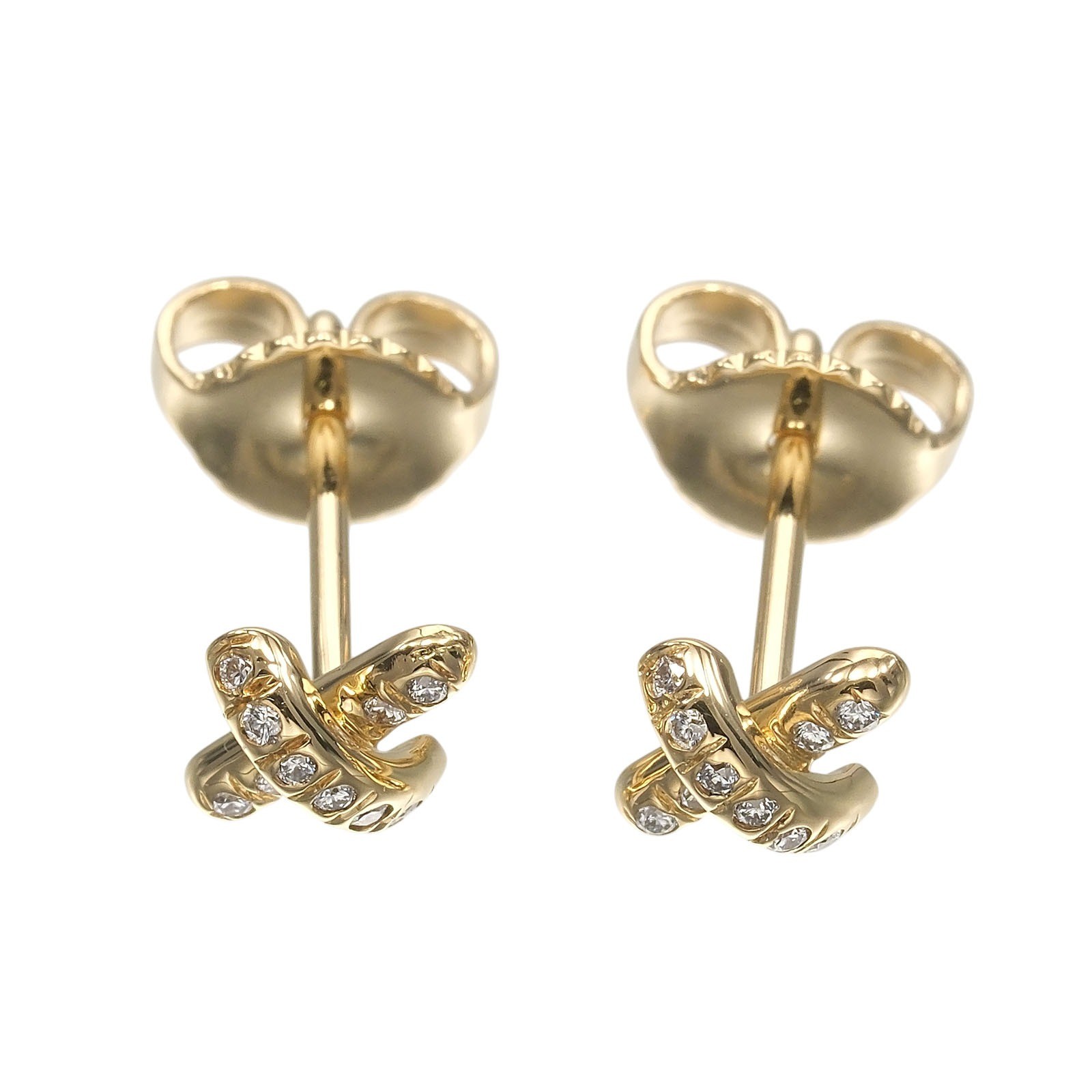 TIFFANY&Co. Cross-stitch Piercing K18 yellow gold/diamond 1.48g Women