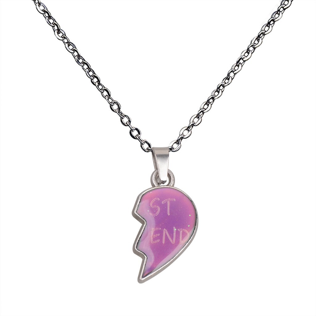 2Pcs/Set Temperature Sensing Color Changing Mood Tracker Best Friends Necklace