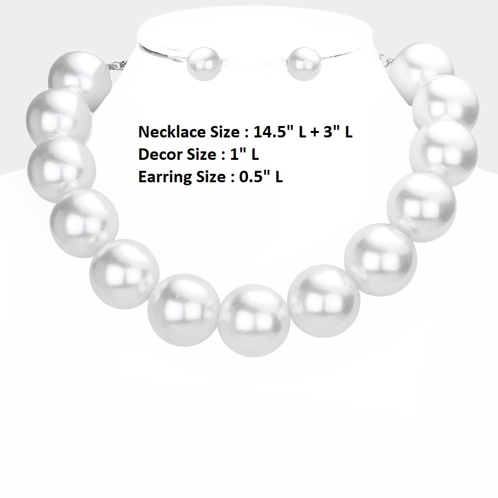 Big Jumbo Pearl Statement Necklace Beaded String Strand Bead Chunky Ball Choker
