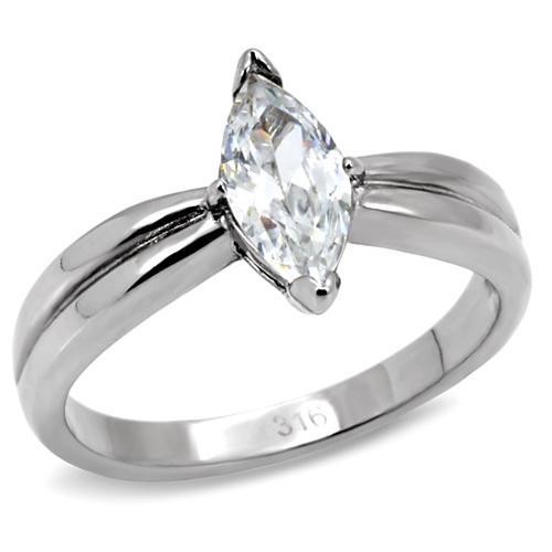 Women’s Ring, Clear CZ, Stainless Steel, Marquise Stone, Sparkling Ring, Elegant