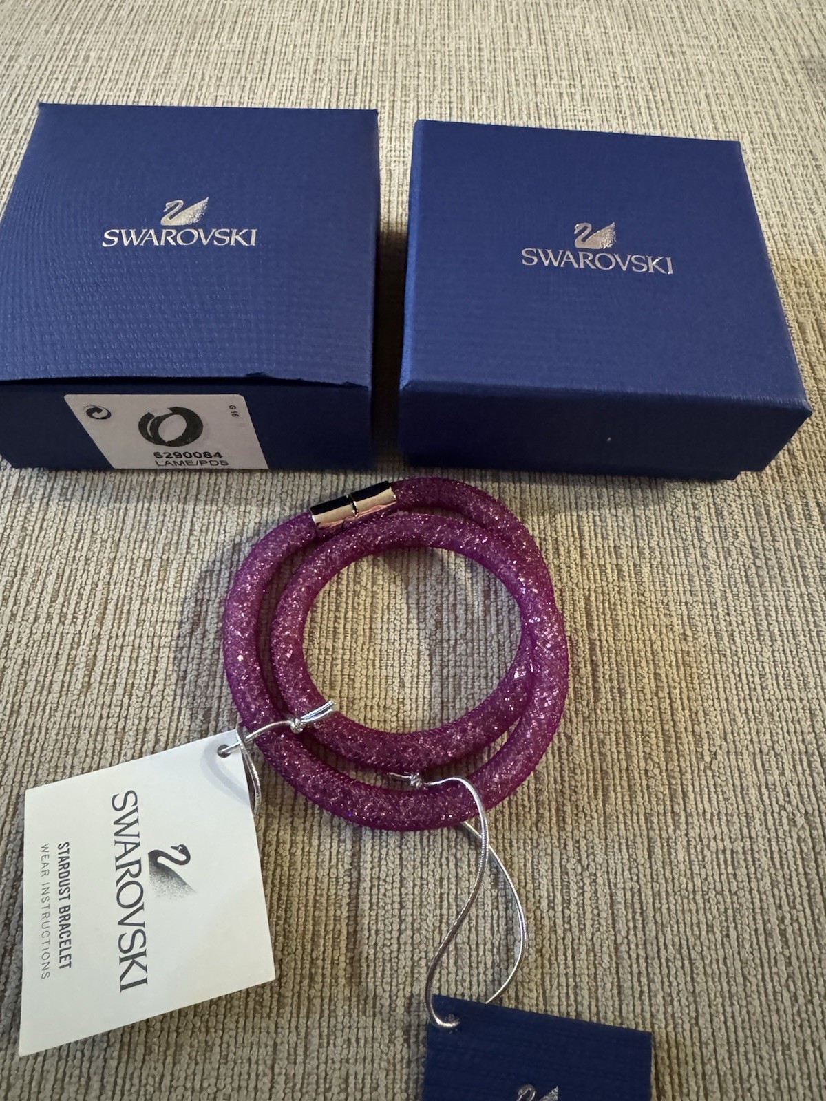Swarovski Stardust Crystal Double Wrap Bracelet Palladium Plated Magnetic Snap