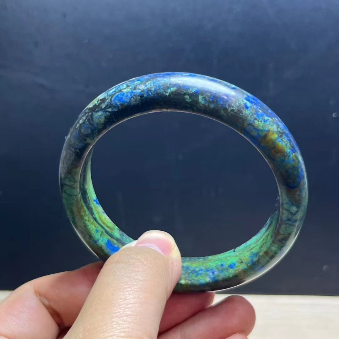 62mm Beauty Glittering Color Azurite & Malachite Crystal Bangle