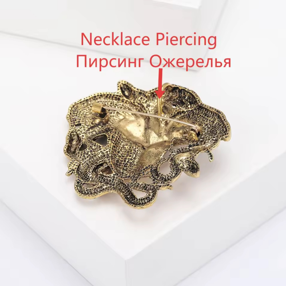 Vintage Style Silver Medusa Brooch Pin Greek Mythology Statement Jewelry Gift