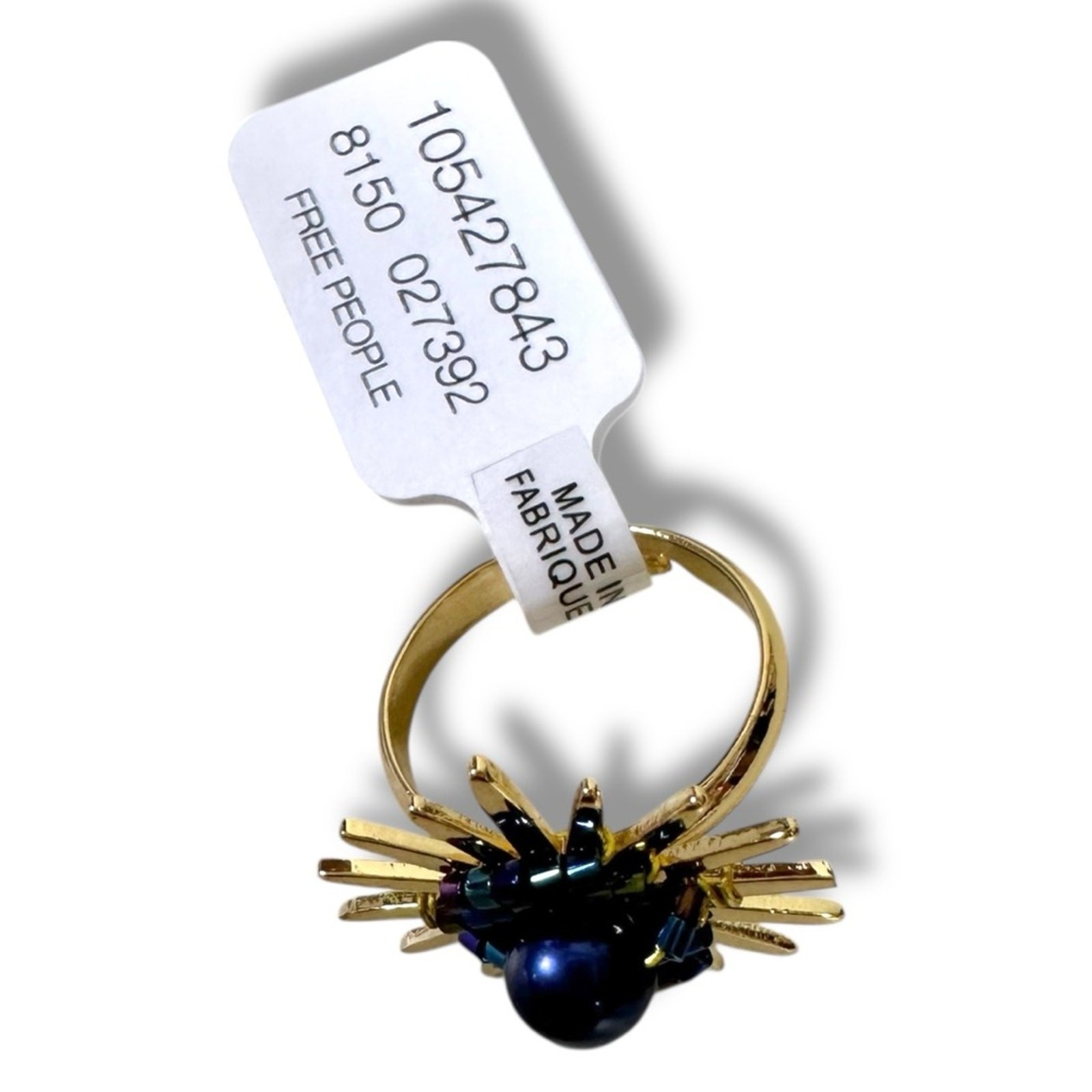 Free People Bohemian Celestial Witchy Ariana Ost Solar Sun Ring NWT Pearl Brass