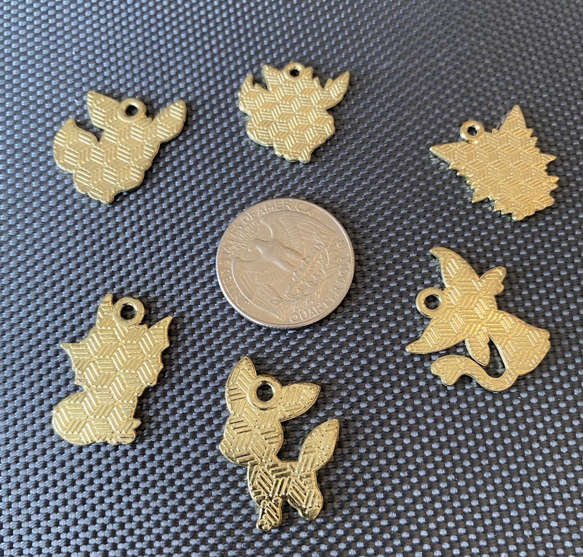 Set Of 6 Pokémon Enamel Metal Charm Pendant New