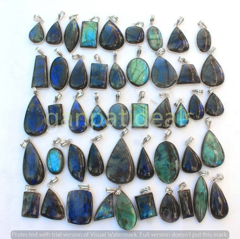 Labradorite Gemstone Pendant 925 Silver Plated Wholesale 10pcs Jewelry Lots