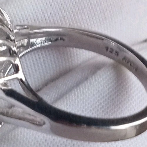 AVON 125TH ANNIVERSARY RJ Blue SAPPHIRE & Cubic Zirconia 125 Silver Plate RING