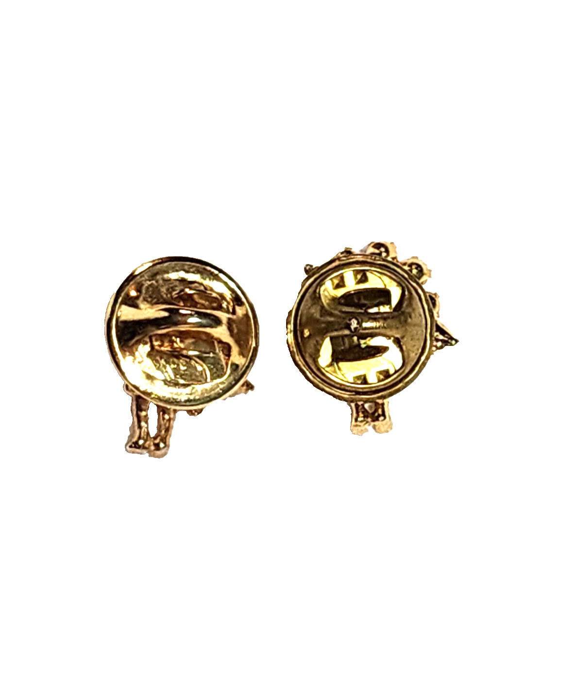 Lot Of 2 Vintage Guardian Angel Cherub Pins Pink & Green Rhinestones Gold Tone