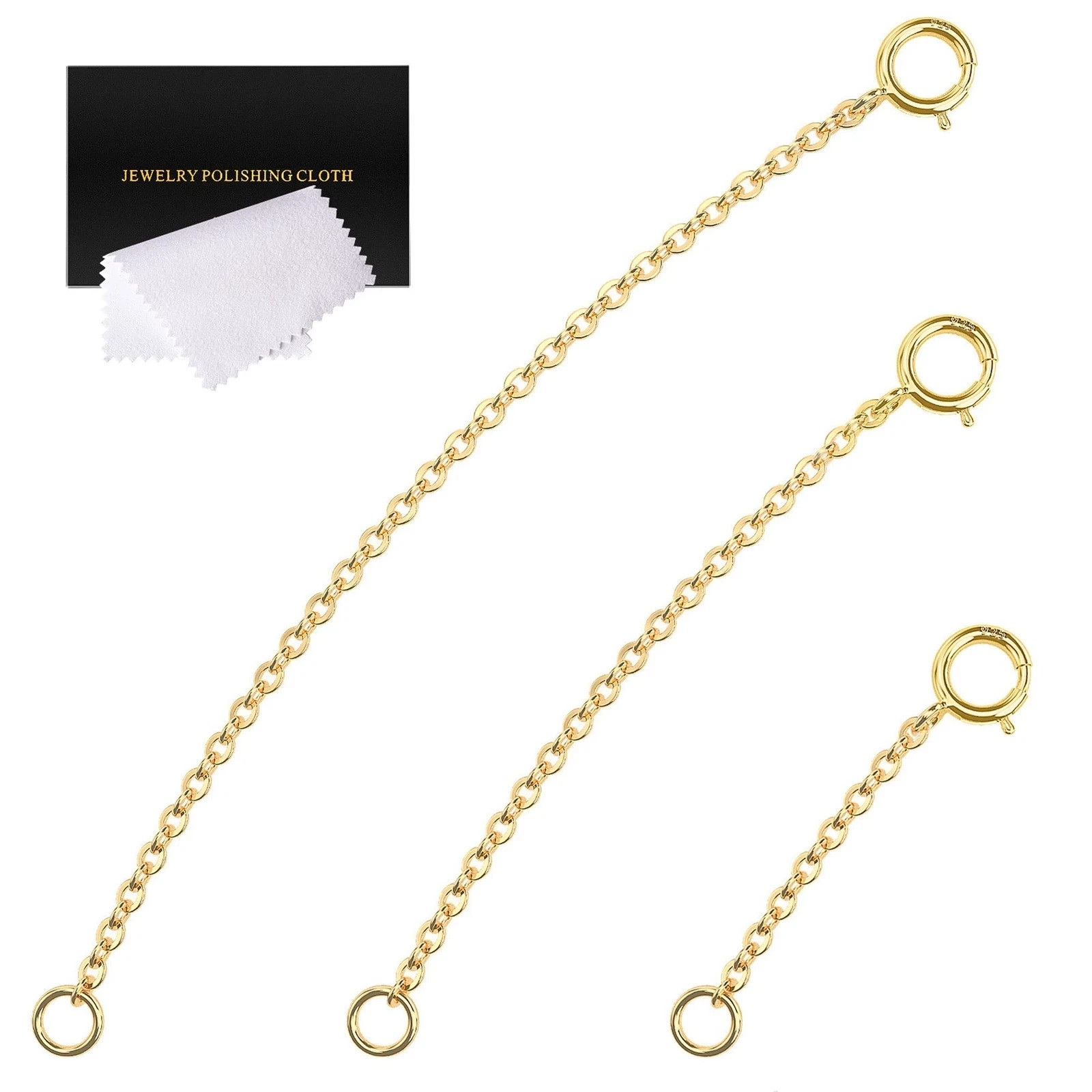 3 Pcs 14K Gold Necklace Extender Chain for Bracelet Necklaces, 1/2/3 Inches