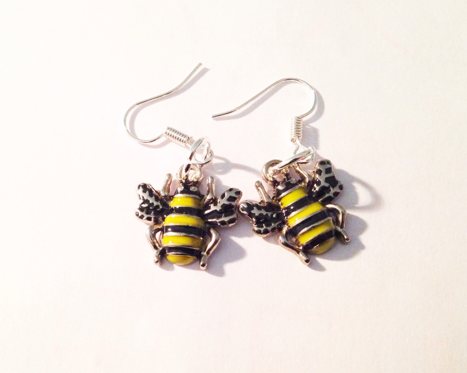 Bumble Bee Insect Single Sided Charm Drop Dangle Earrings Quirky Rockabilly