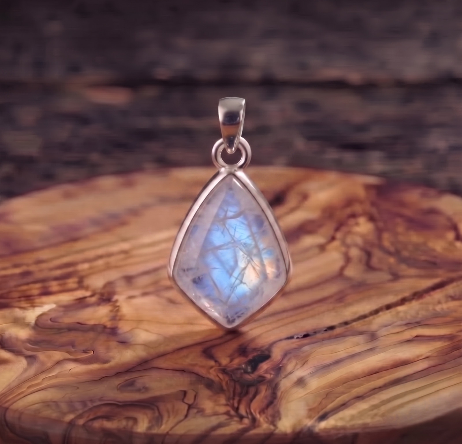Handmade Rainbow Moonstone 925 Silver Pendant, Moonstone Healing Crystal Jewelry
