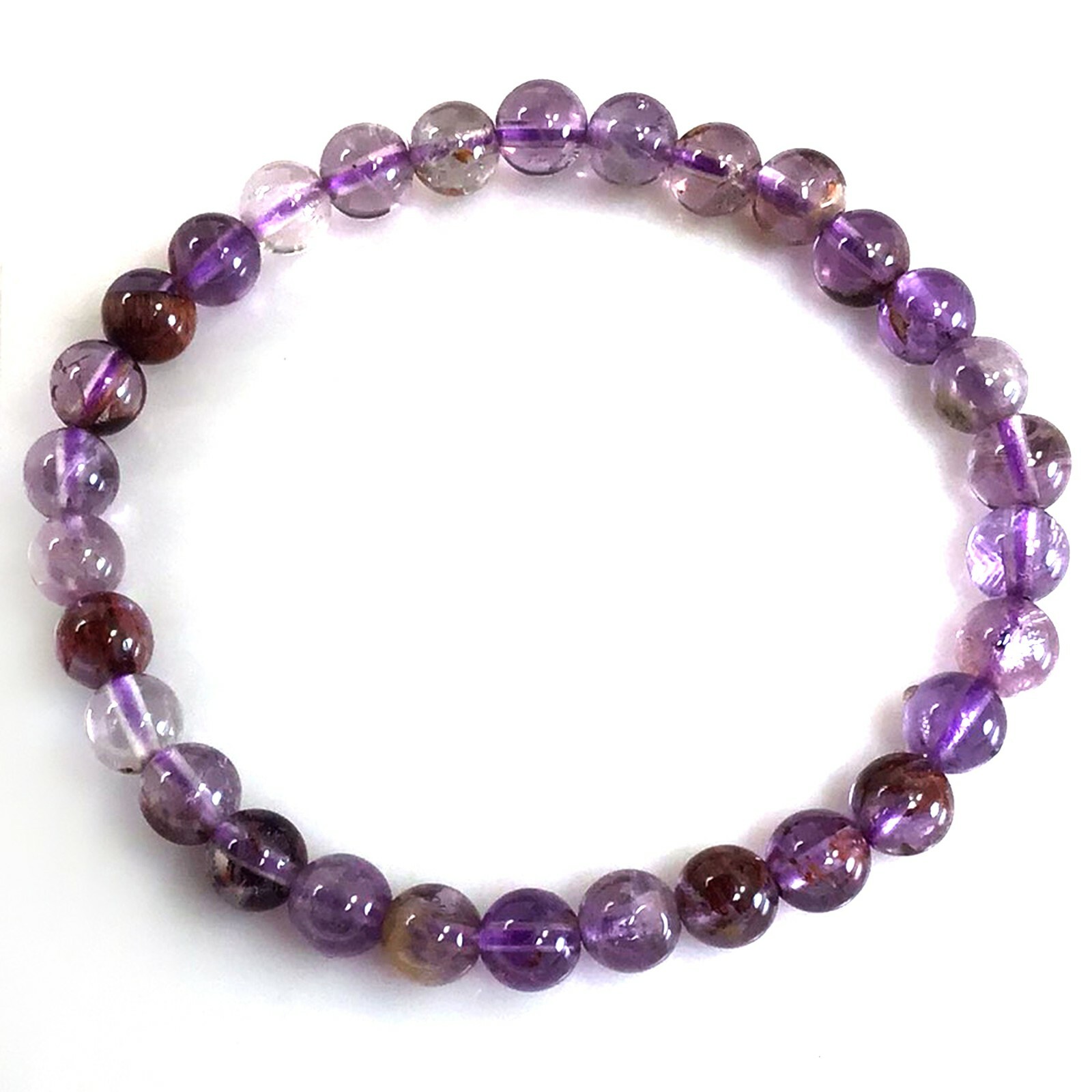 Handmade Gemstone Natural Super Seven Crystal Beaded Bracelet 7.5″ 4 6 8 10 12mm