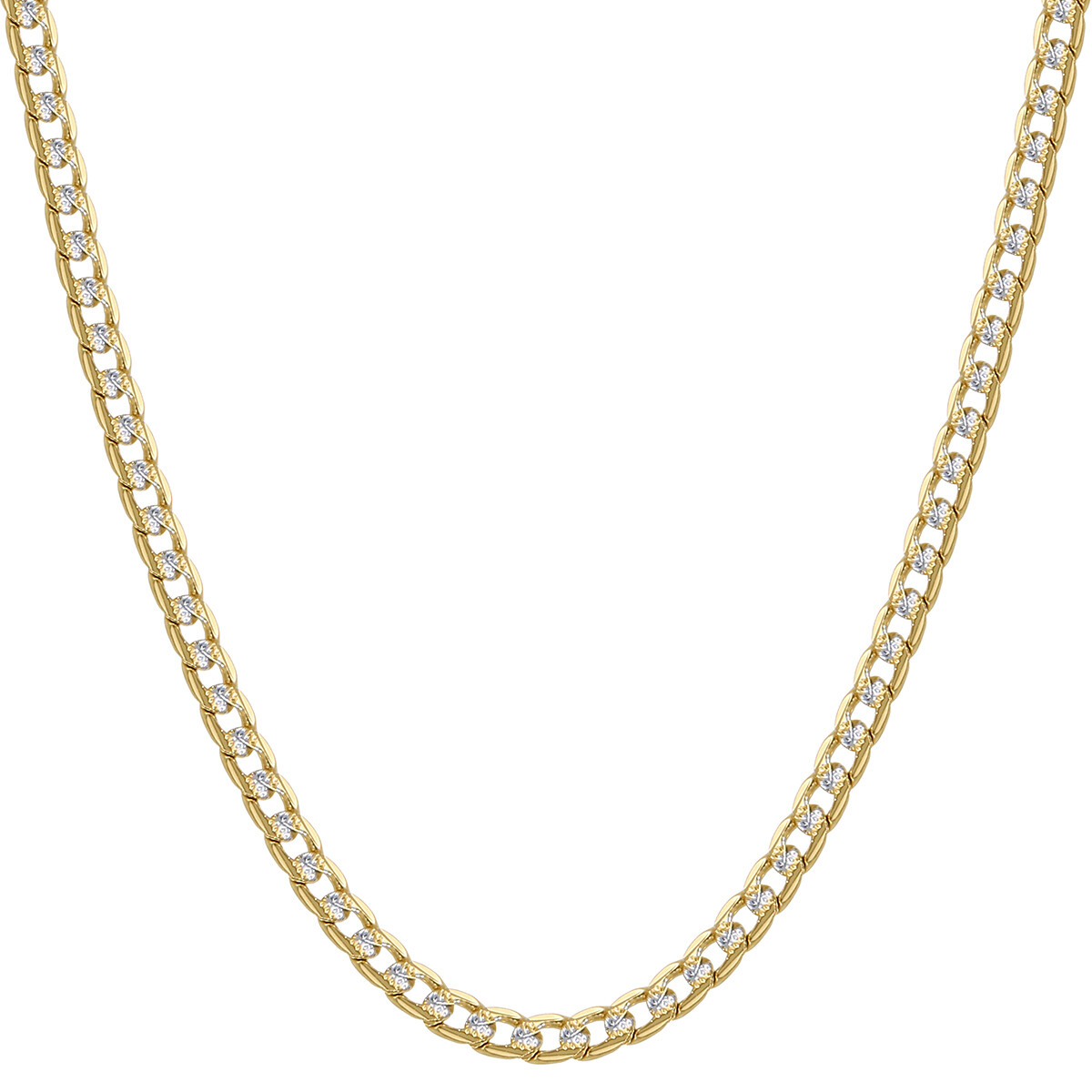 Womens Mens 4mm Diamond-Cut Curb Cuban Link Gold Plated Chain Necklace 8″-36″