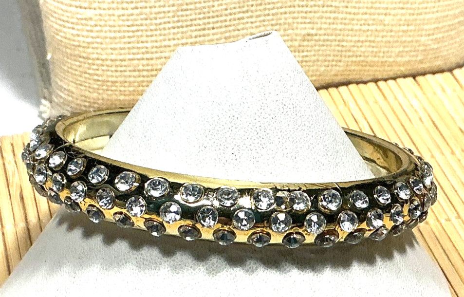 Fashion Bracelet Clear Rhinestone Plastic Gold Color Bangle Lot 97D