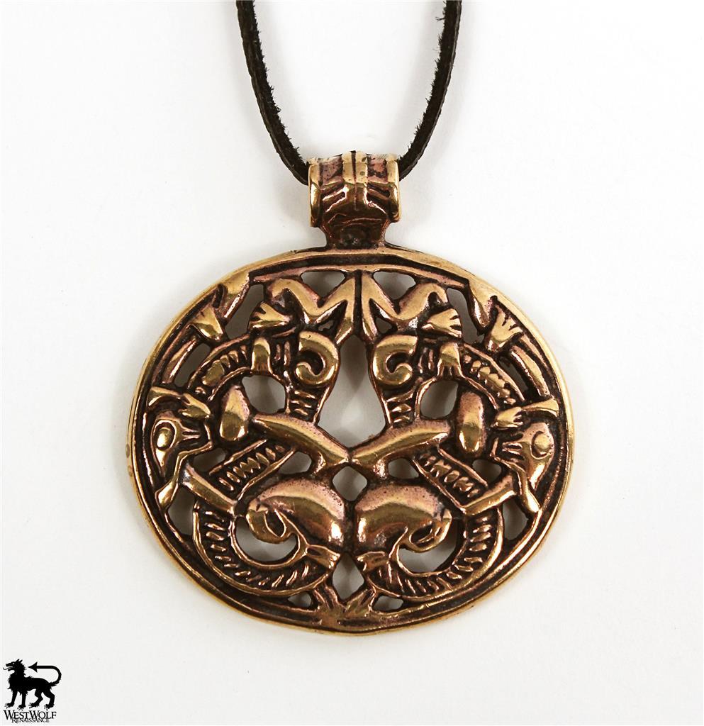 Bronze Viking Double Dragon / Serpent Pendant — Norse/Medieval/Skyrim/Jewelry