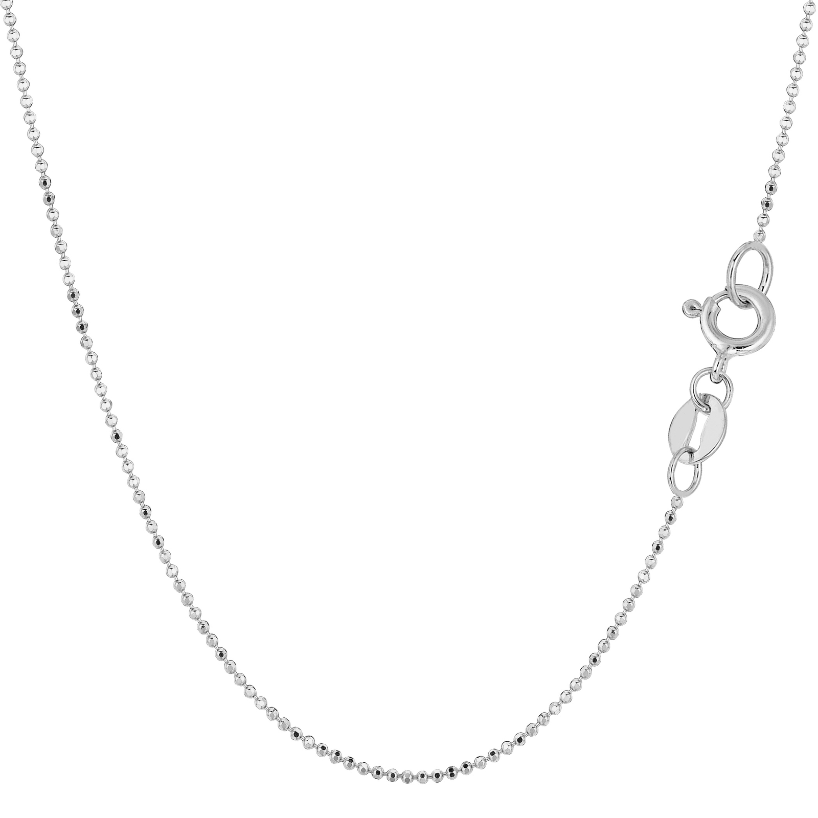 14K White Gold Diamond Cut Bead Chain, Width 1.0mm