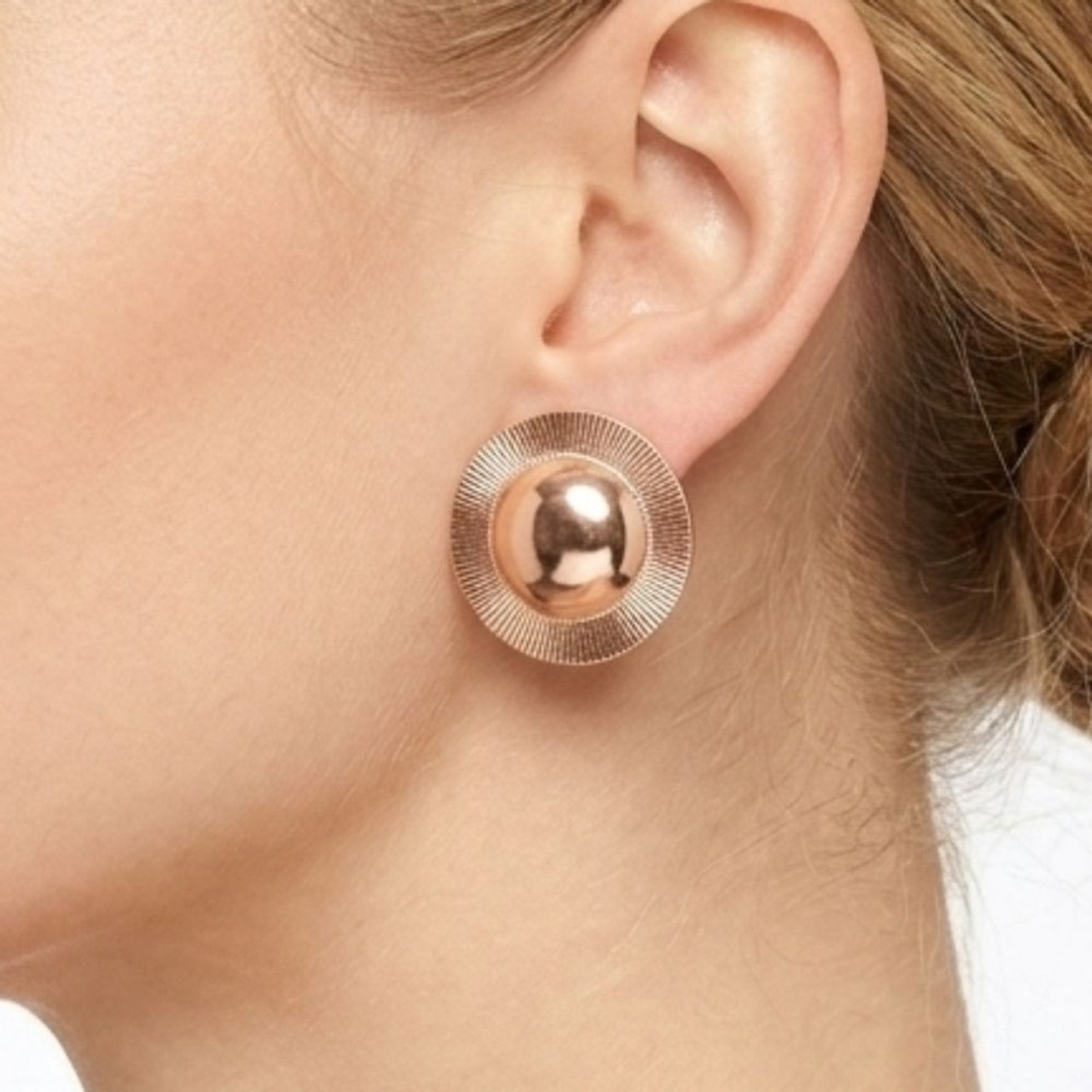 Vintage Gold Stud Dome Geometric Earrings Formal Avant Garde Office Party Retro
