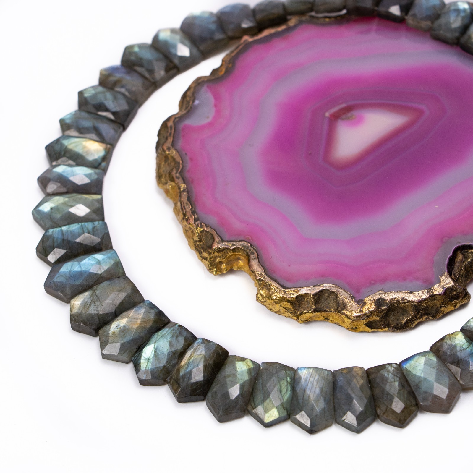 Labradorite Fancy Shape Layout Necklace, 15X10MM To 21X10MM, Faceted Gemstone