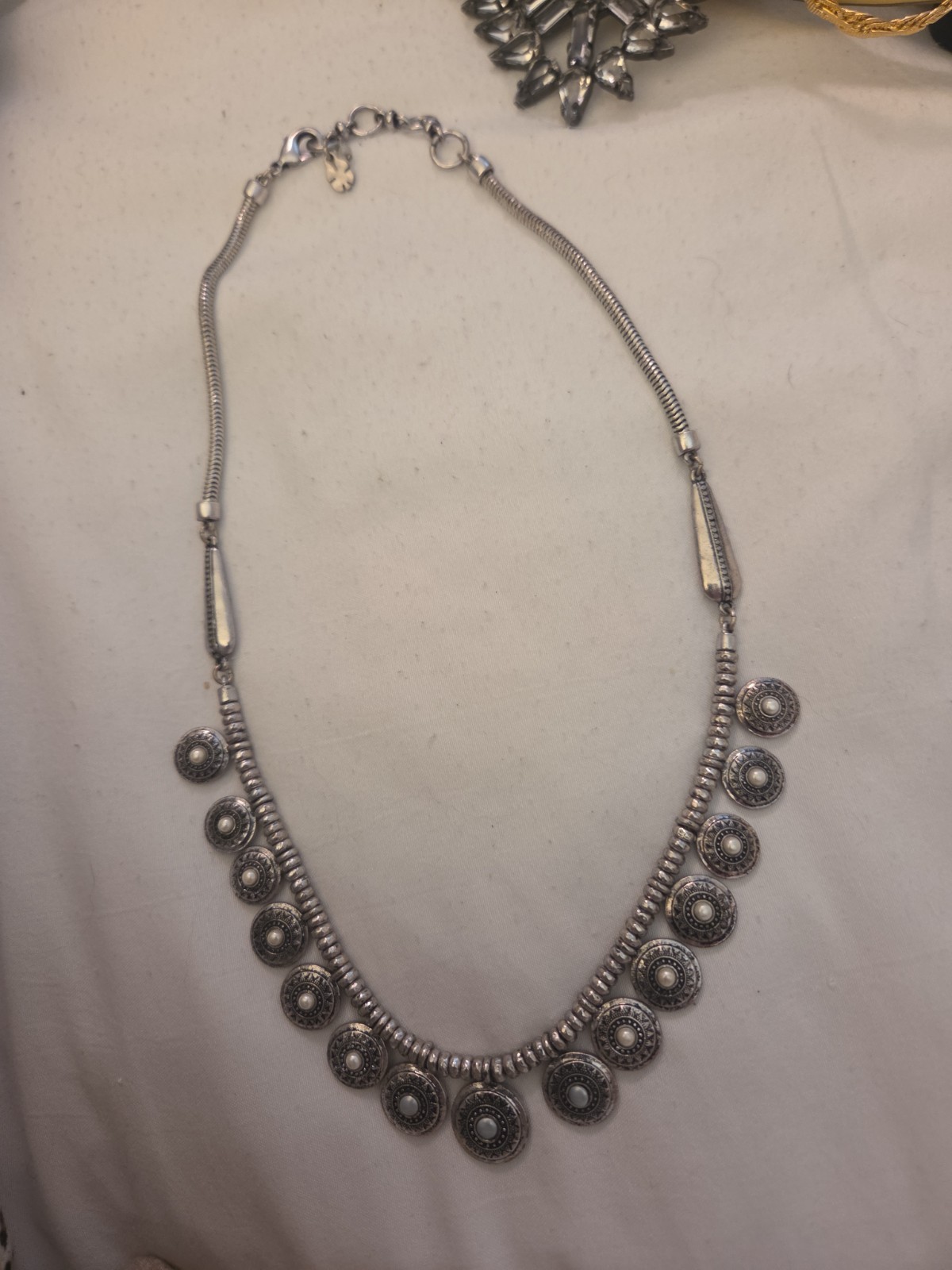 Silverstone Lucky Brand Bohemian/Tribal Style Necklace With Pearl Detail