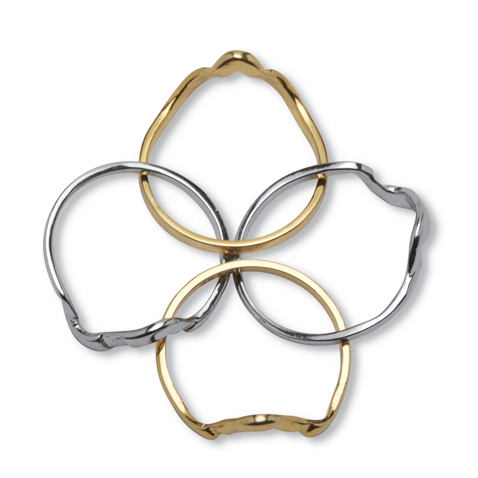 14k Yellow Gold-plated and Platinum-plated Endless Knot 4 Piece Puzzle Ring