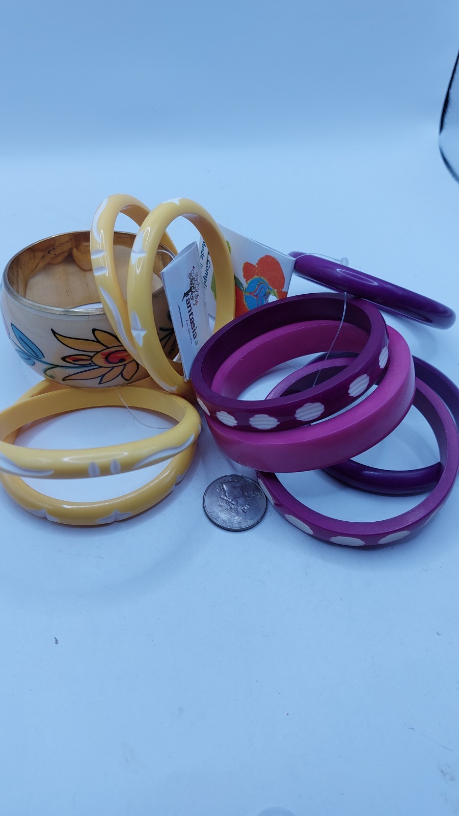 2 Bangle Bracelet Sets Spring Summer Yellow &Purple NWT