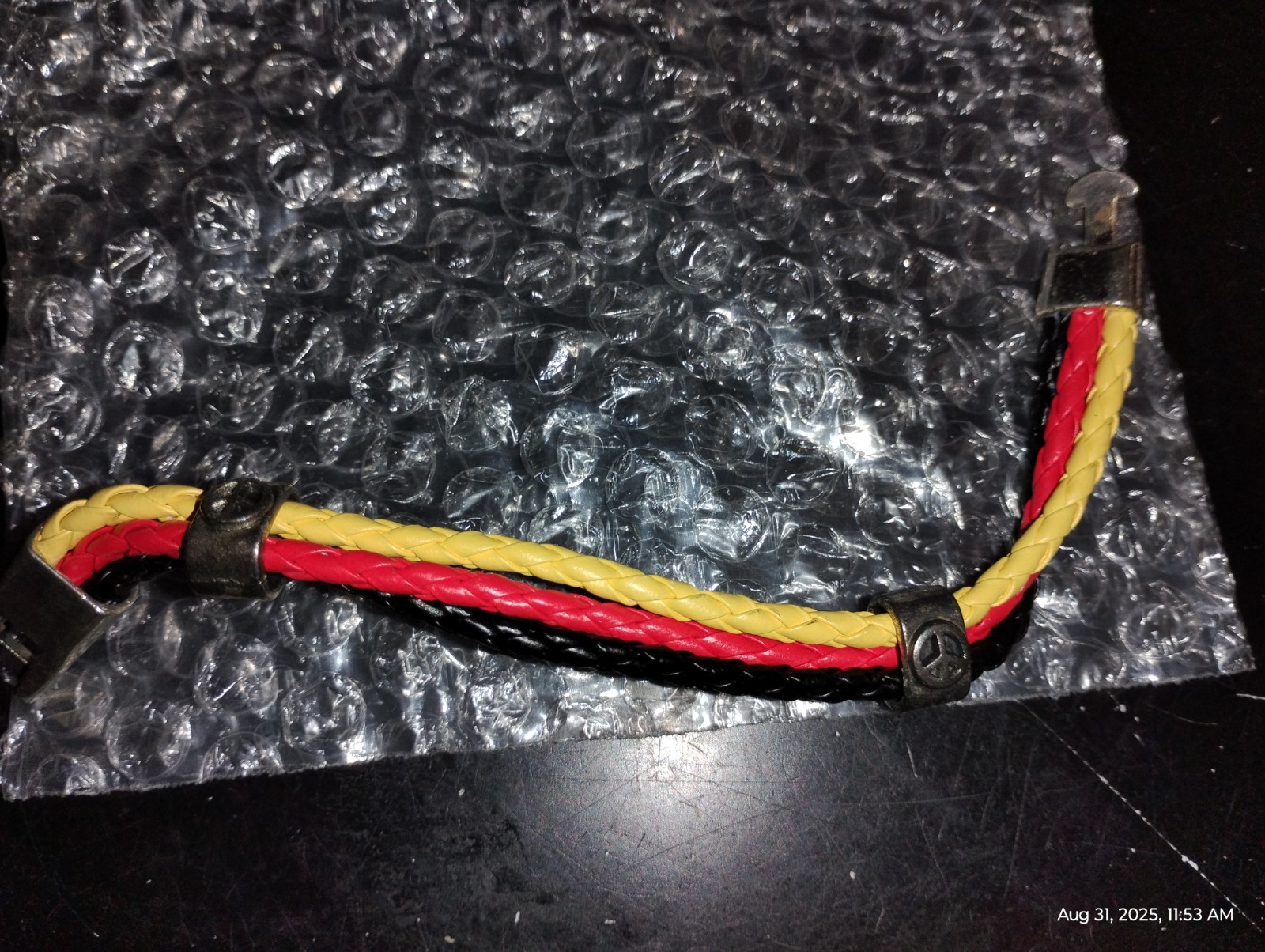 German Flag colors, FUN BRACELET, ~7″ long, Cord
