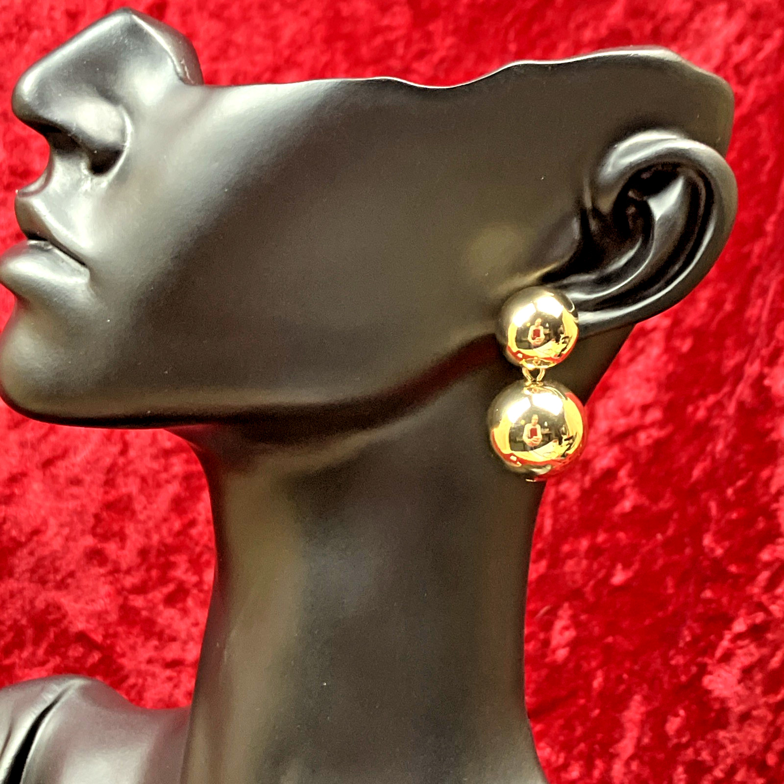 On 34th Half & Full Sphere Drop Earrings Gold-Tone NWT