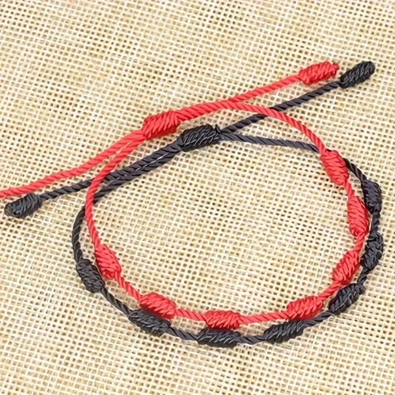 Tibetan Buddhist 2 Bracelet Lucky Handmade Braided Adjustable Knot Charm Unisex