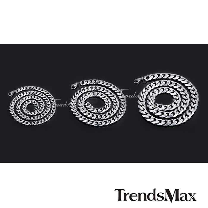 16/18/20/22/24″ Womens MENS Chain Silver Stainless Steel Curb Link Necklace