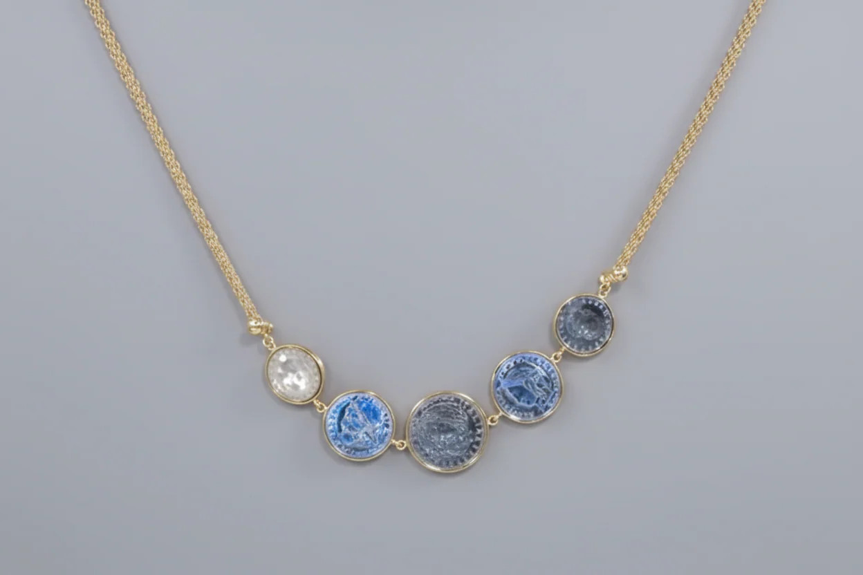 Bellezza Italian Coin Graduated Bismark Chain Necklace, 18″