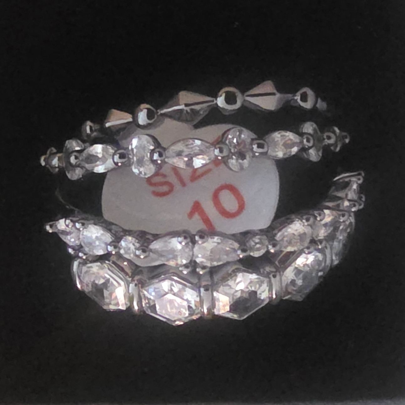 Bomb Party Delicates CZ Band Ring Hematite Plated Silver, Size 10, RG22091