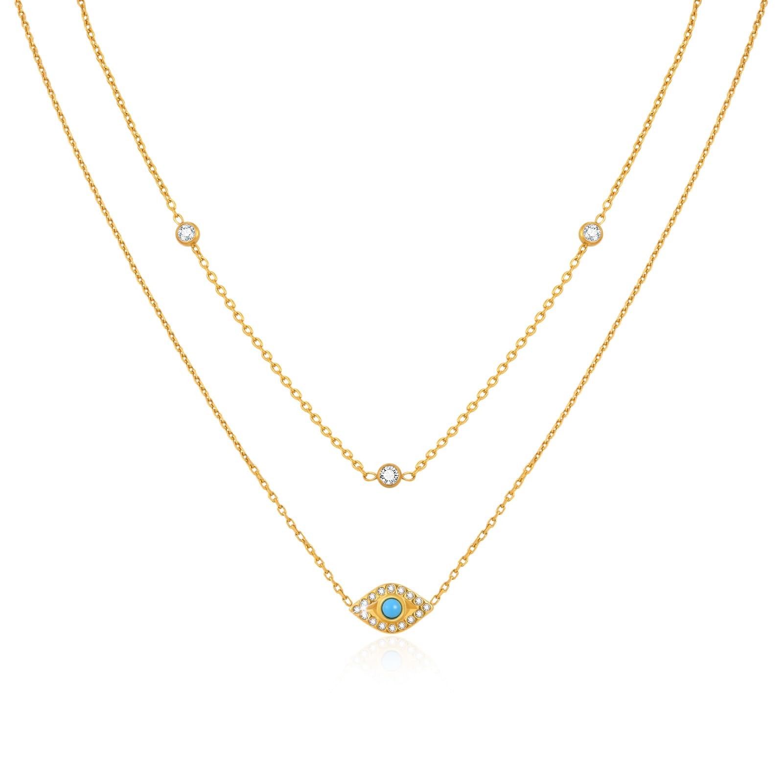 Women’s Gold Evil Eye Necklace – 14K Gold Plated Evil Eye Choker Necklaces,No…