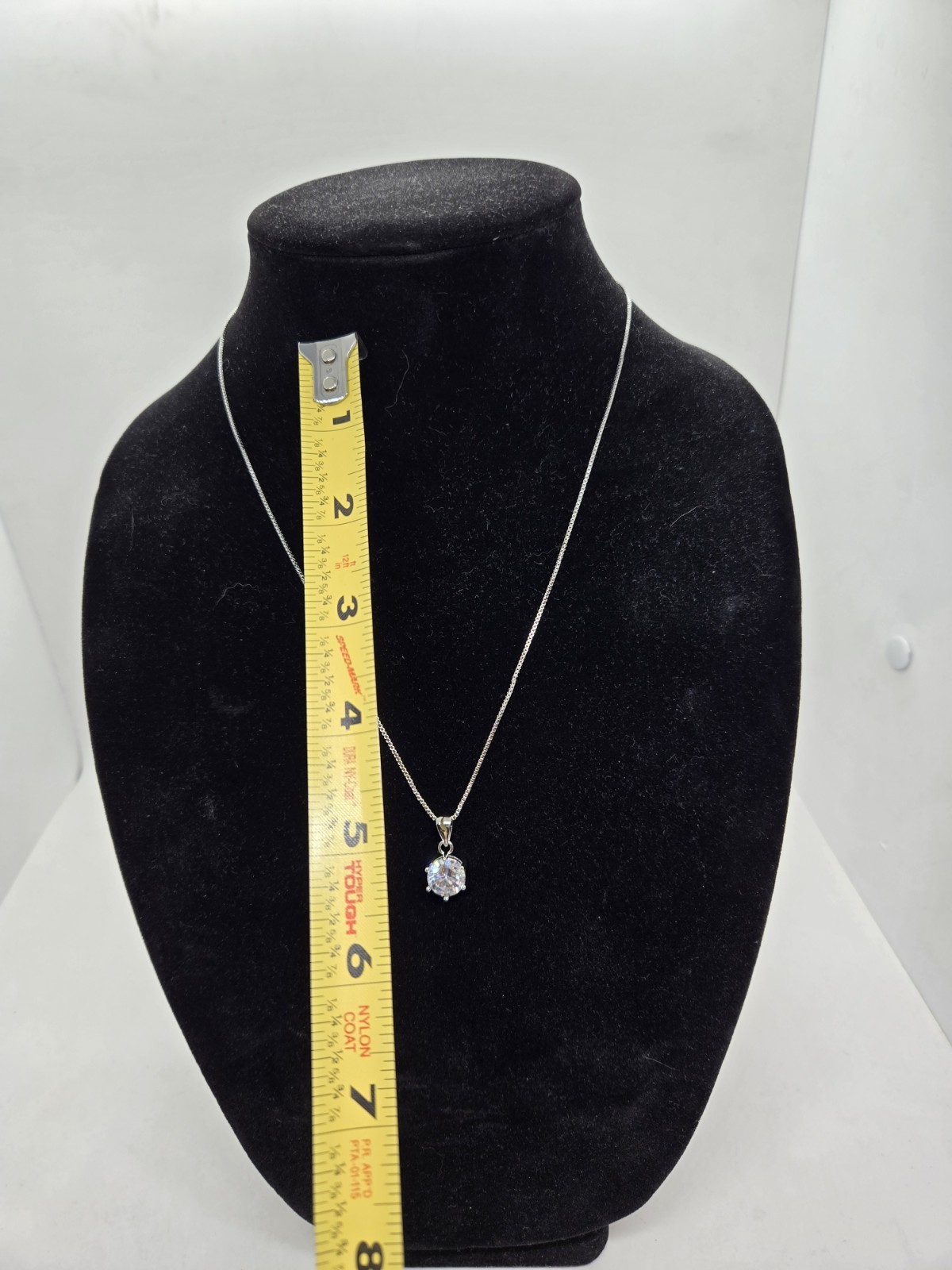 Cubic Zirconia Round Cut Necklace Six Prong Solitaire 18 inch Chain New with box