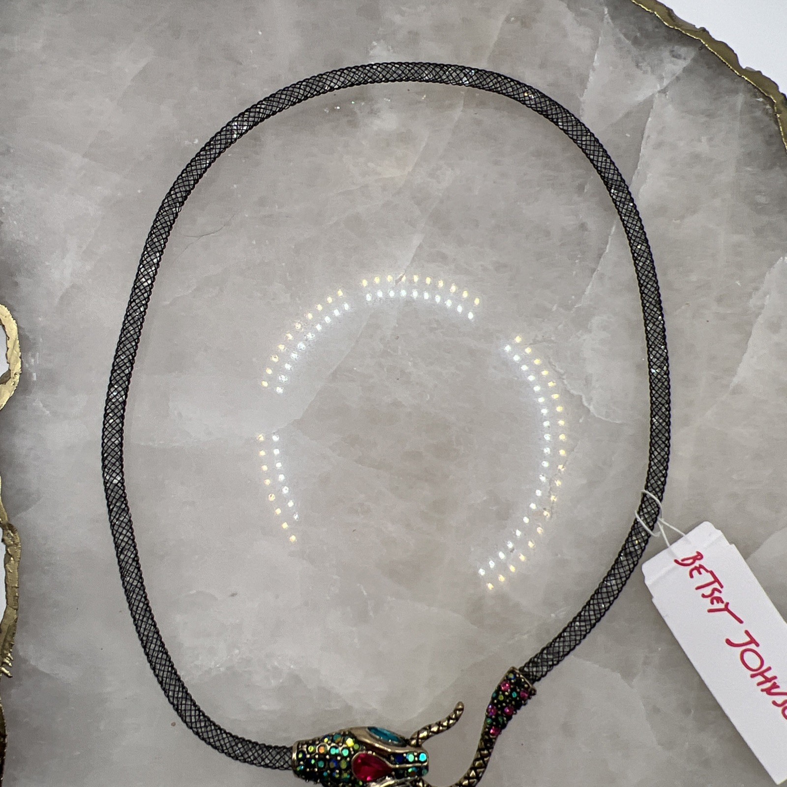 Betsey Johnson “Dark Shadows” Pave Snake Mesh Collar Necklace NWT