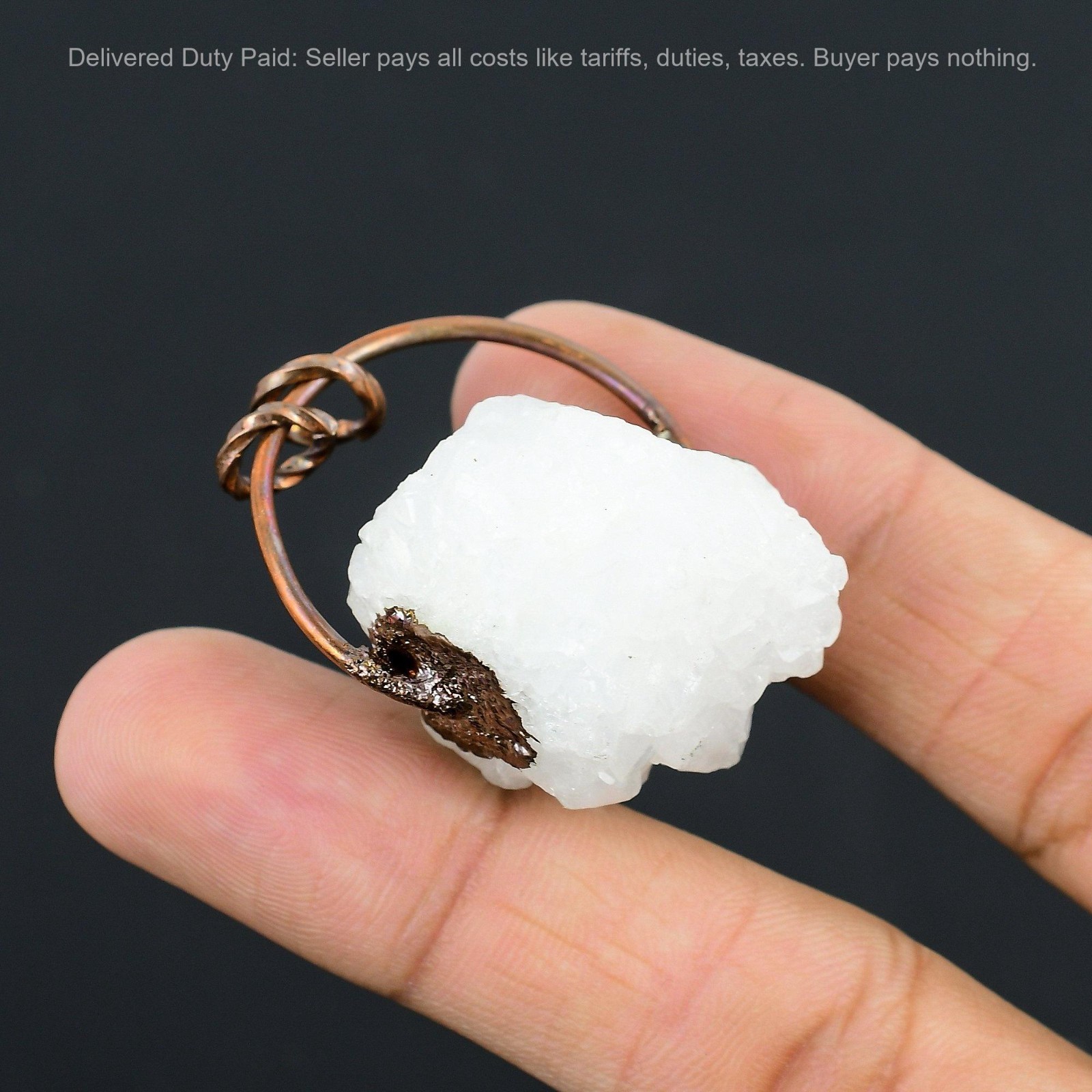 Pentagon Rainbow Moonstone Druzy Stone Copper Electroformed Birthday New Pendant