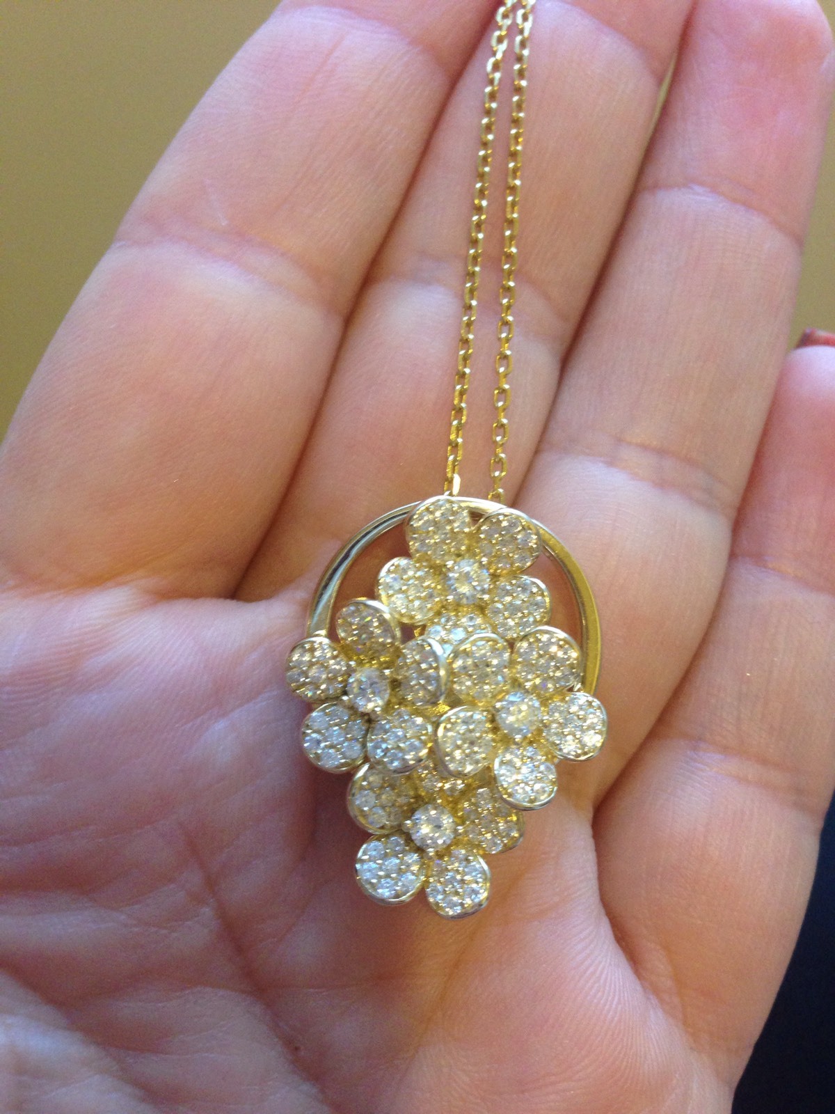 $595 Cubic Zerconia Yellow Flowers Pendant/Ring by Maya Caroleena