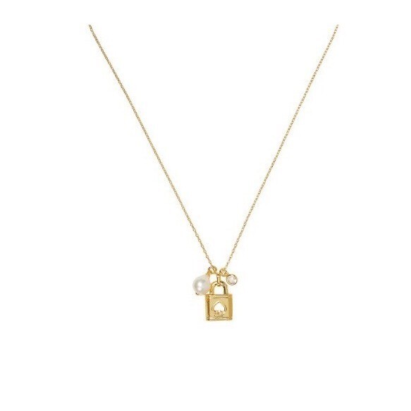 Kate Spade New York Gold Tone Padlock Cubic Zirconia & Freshwater Pearl New