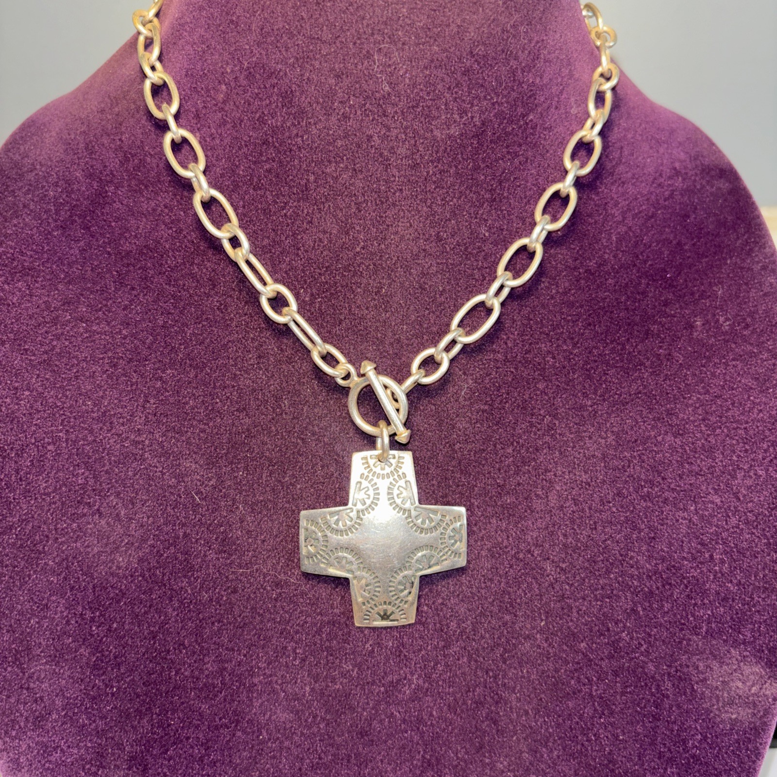 Sterling Silver 925 Vintage Silpada Virtuosity Cross Necklace 17” 38 Grams