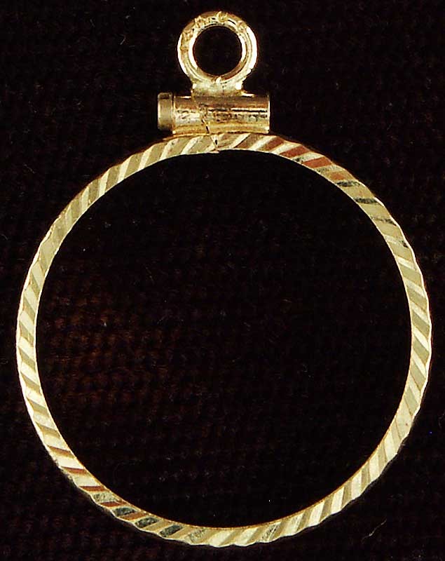 14K Bezel 1/4 oz Maple Leaf Screw Top Diamond Cut Frame 1.3gr