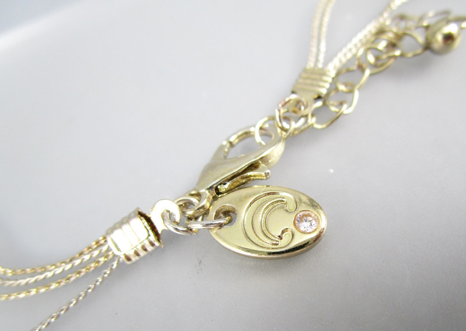 Gold Tone Illusion 4 Beaded Strand Layered Chains Necklace 7994