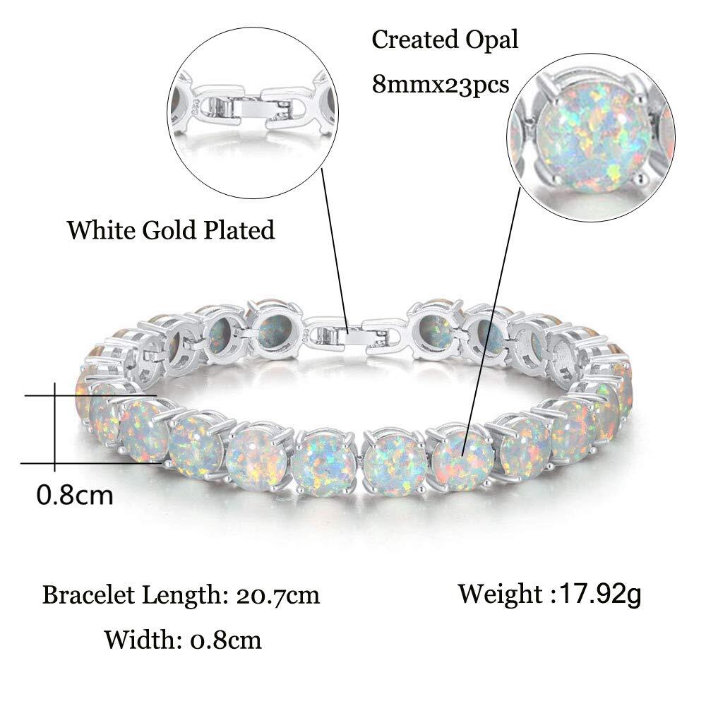Vikoly Blue/White/Orange/Pink Round 925 Sterling Sliver Fire Opal Bracelet 18cm
