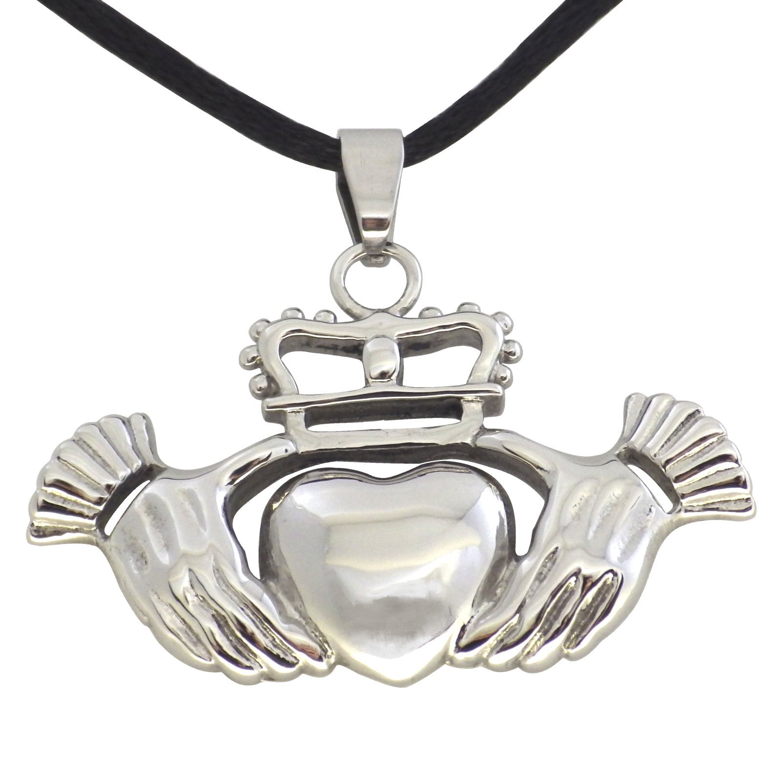 Celtic Claddagh Necklace Womens Silver Stainless Steel Clada Pendant