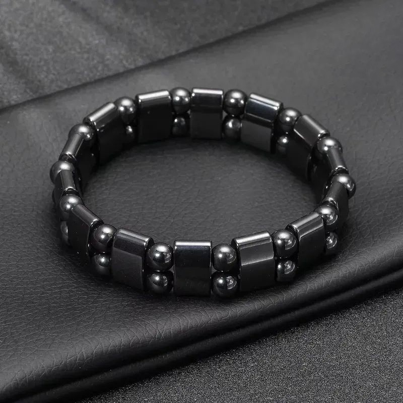 2× Magnetic Hematite Bracelet Pain Relief Powerfull Elastic Therapy Arthritis US