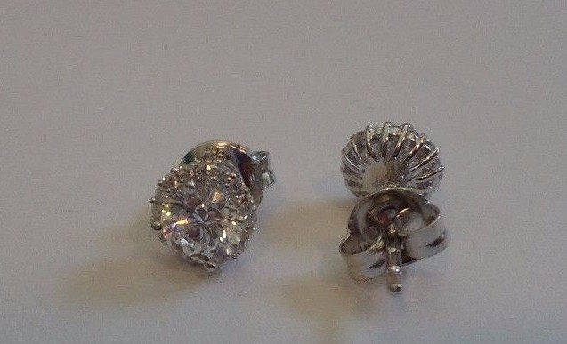 925 STERLING SILVER ROUND SHAPE STUD EARRINGS W/ 1.10 CT LAB CREATED DIAMONDS