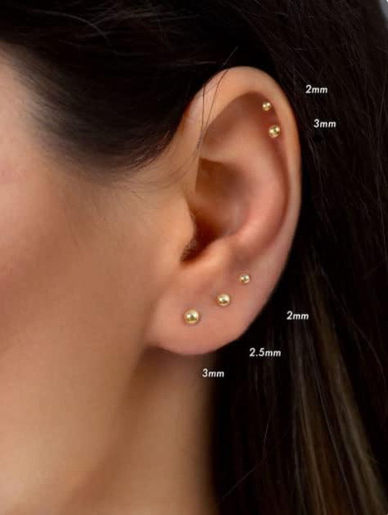 Flat Screw Back Ball Stud Earrings for Women Girls,2Mm 3Mm 4Mm 5Mm 6Mm Ball Earr
